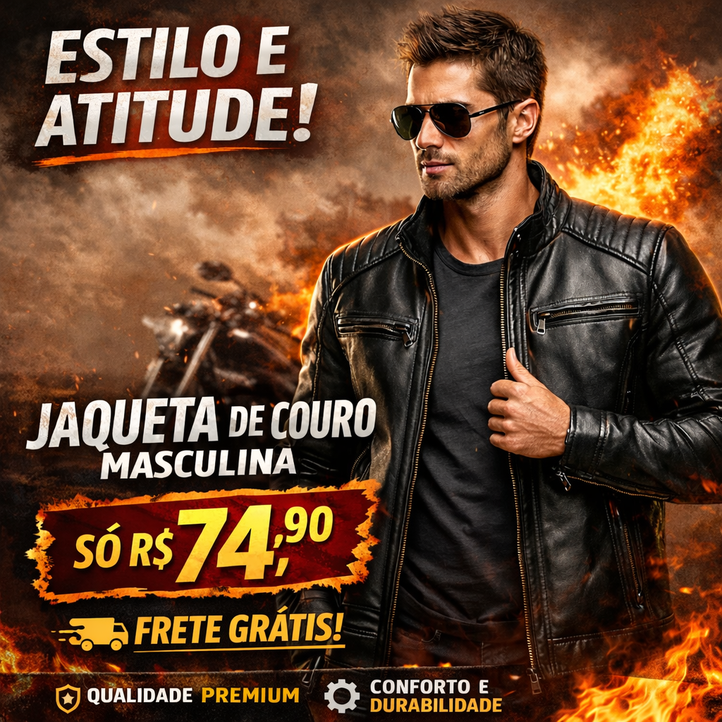 Jaqueta De Couro Masculina Slim Resistente