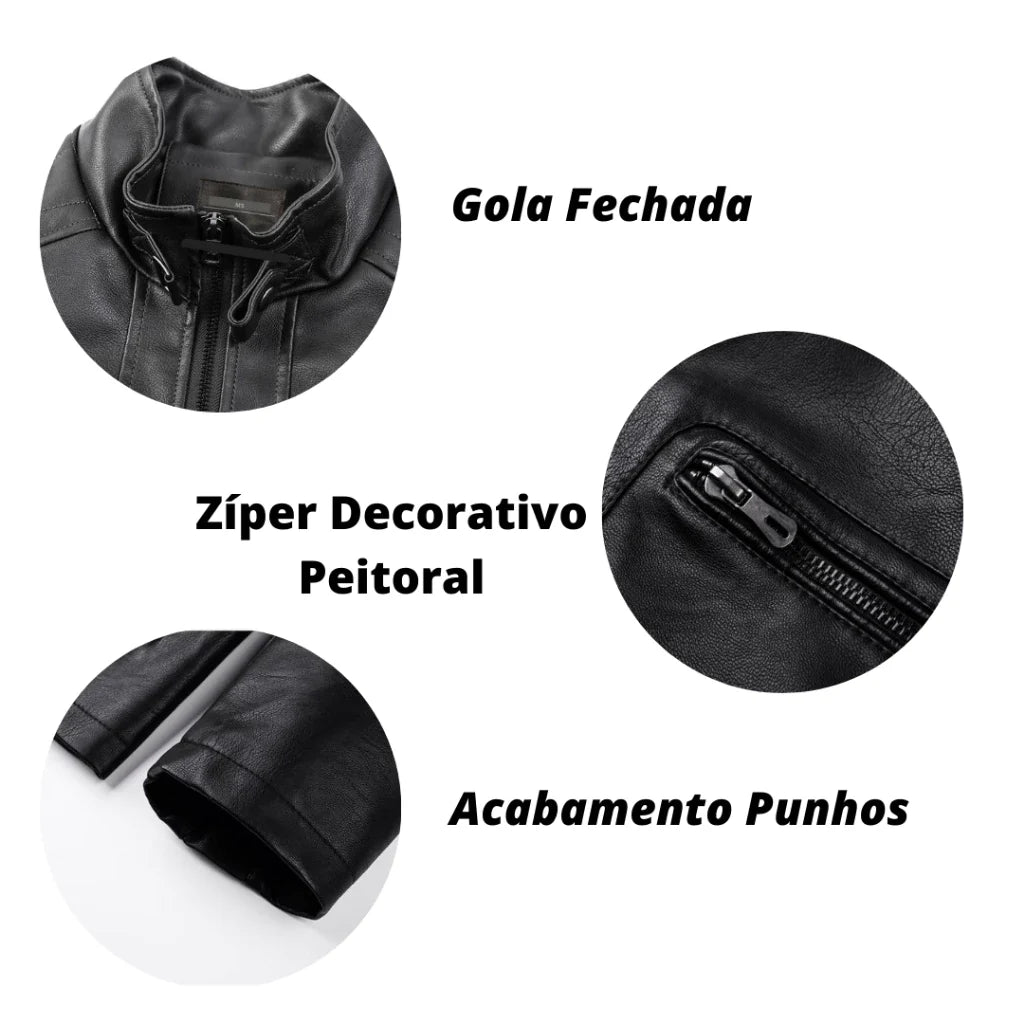 Jaqueta De Couro Masculina Slim Resistente