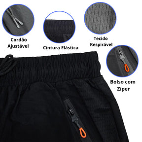 Bermuda Masculino DryFIT Esportivo Com Ziper