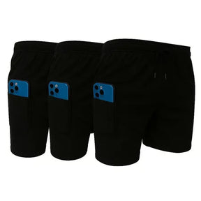 Kit 3 Shorts 2 em 1  Dry Masculino Corrida e Academia com Forro de Compressão