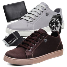 Kit 2 Tênis Masculino Polo Fran Sapatênis Básico Casual Com Carteira Cinto e Relógio London