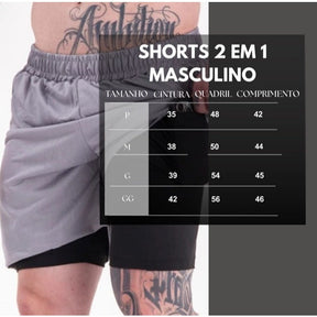 Kit 3 Shorts 2 em 1  Dry Masculino Corrida e Academia com Forro de Compressão