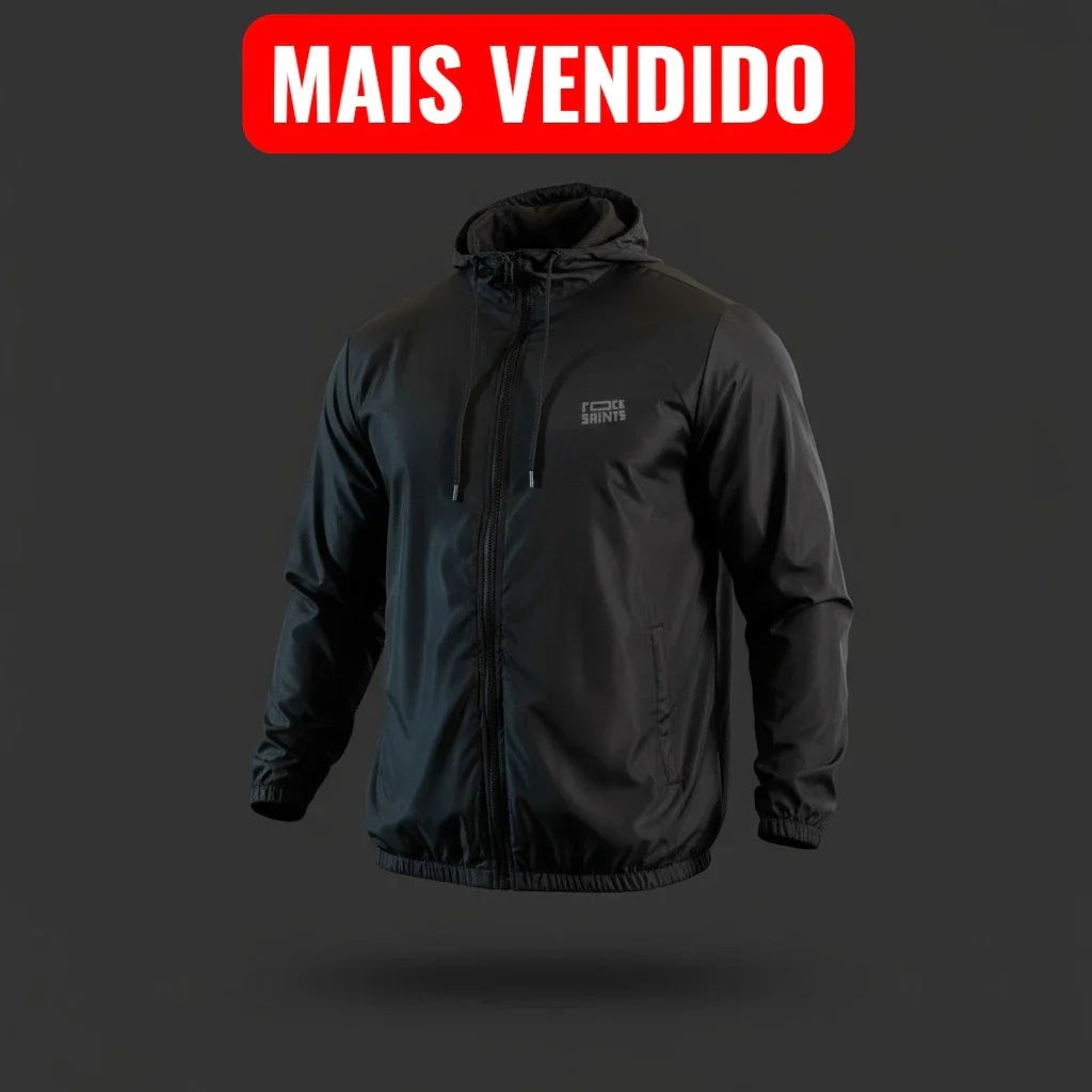 Corta Vento Masculina Impermeável Semi Forrada PRETO Rock Saints