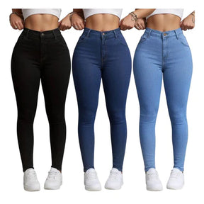 ⭐ Kit 3 Calças Skinny Femininas com Elastano — Modela o Corpo + Alta Elasticidade (Envio Imediato)
