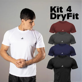 Kit 4 Camiseta Dry Masculina Manga Curta Fitness Academia Corrida CrossFit Poliester Premium