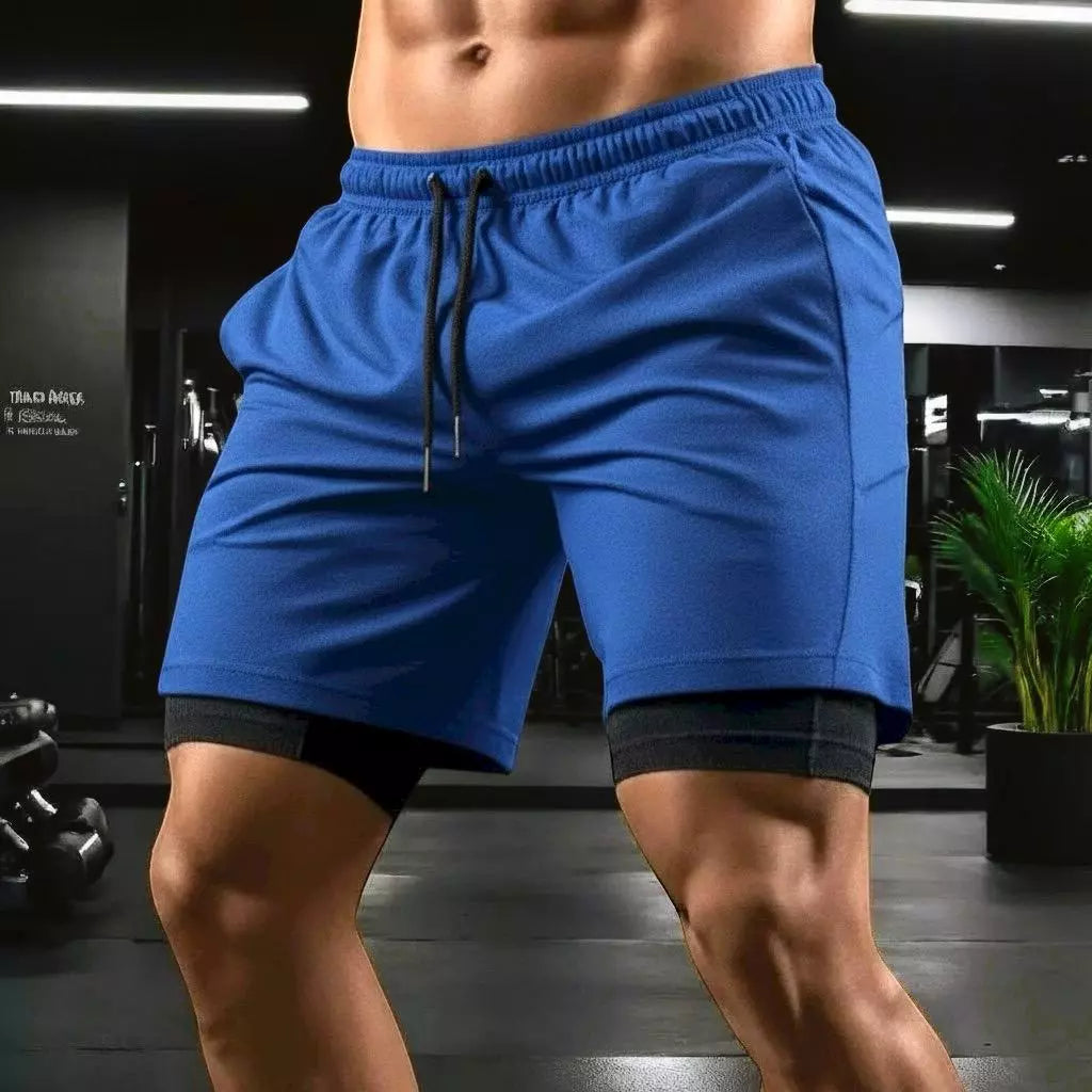 Kit 3 Shorts 2 em 1  Dry Masculino Corrida e Academia com Forro de Compressão