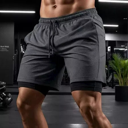 Kit 3 Shorts 2 em 1  Dry Masculino Corrida e Academia com Forro de Compressão