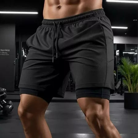 Kit 3 Shorts 2 em 1  Dry Masculino Corrida e Academia com Forro de Compressão