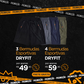 Bermuda Masculino DryFIT Esportivo Com Ziper