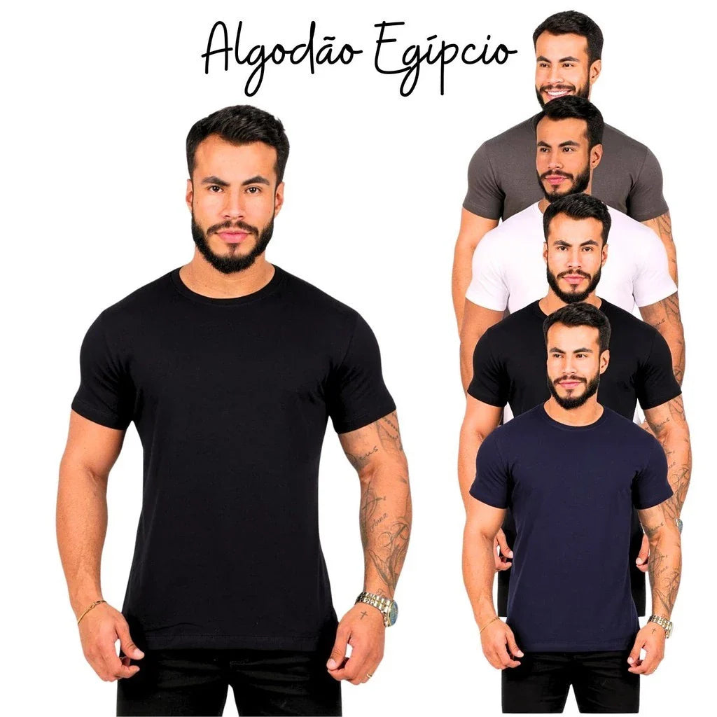 Camiseta Masculina Camisa Basica Algodão Egípcio Não Amassa